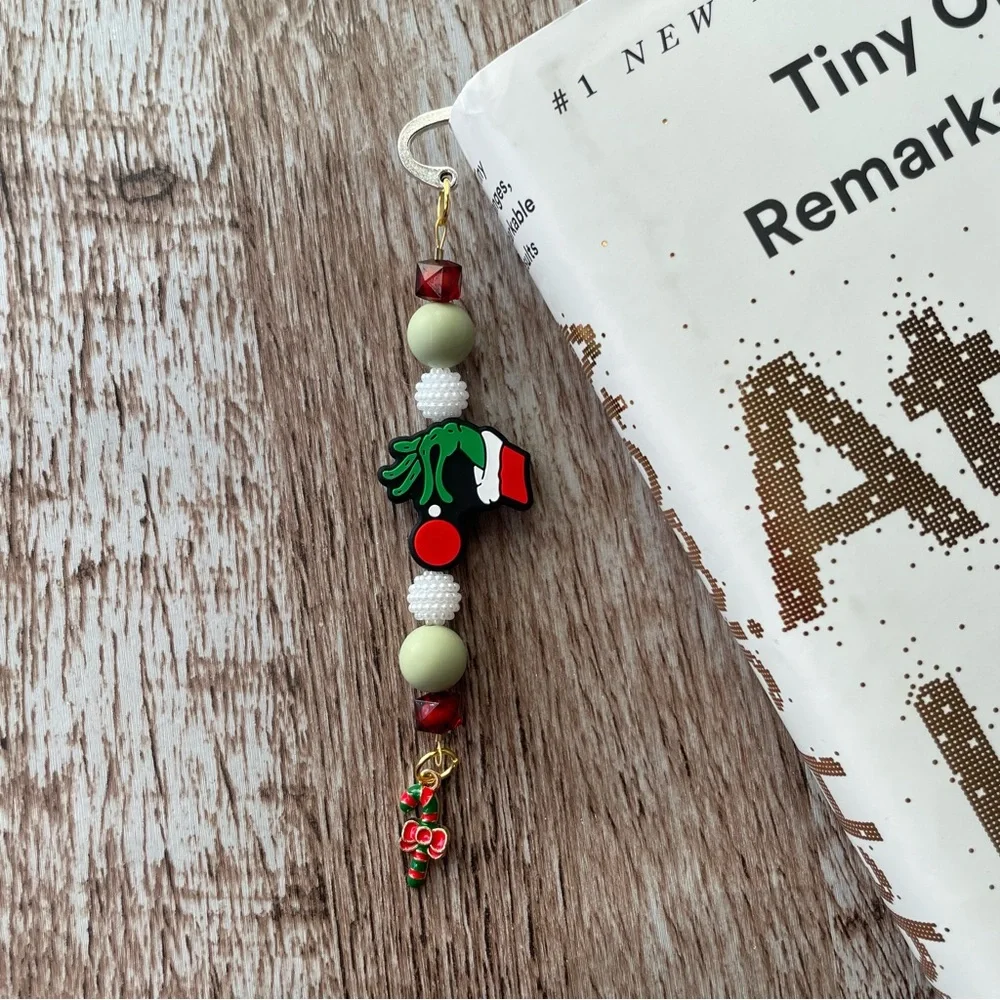 Bookmark Grinch Handcrafted Artisan Beaded Metal Journal Gifts Read Book